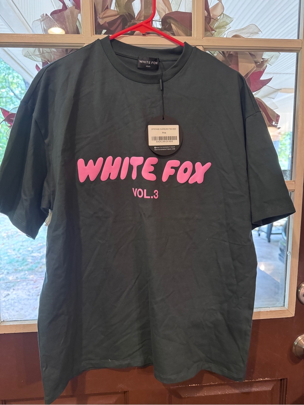 White Fox Boutique Black Tee with Pink "WHITE FOX VOL.3" Graphic